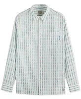 Scotch & Soda Men's Long Sleeve Voile Dash Print Button-Front Shirt