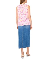 Vince Camuto Women's Printed Ruffled V-Neck Sleeveless Top
