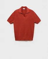 Mango Men's Cotton Striped Structure Polo Shirt