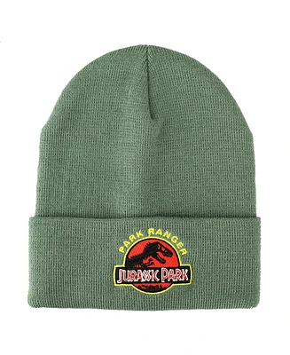 Jurassic Park Men's Ranger Embroidered Logo Green Cuffed Knitted Beanie hat