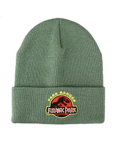 Jurassic Park Men's Ranger Embroidered Logo Green Cuffed Knitted Beanie hat
