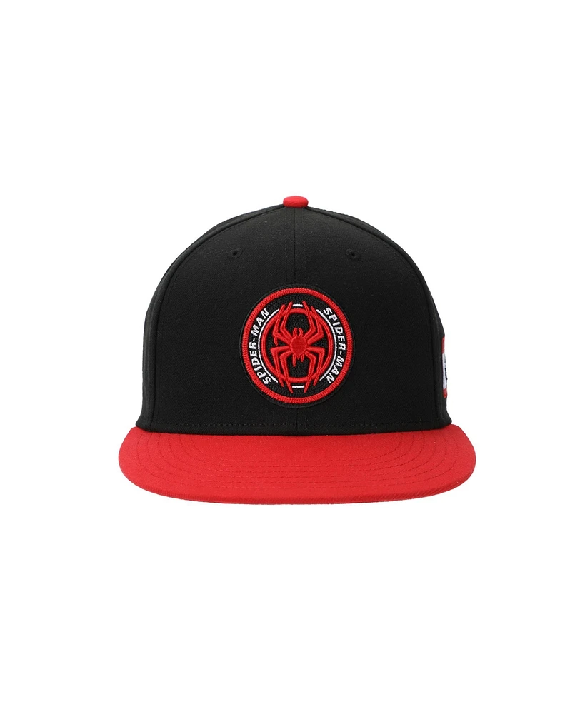 Marvel Men's Spider-Man Into The Spider-Verse Miles Morales Logo Adult Black Snapback Cap