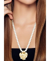Rachel Zoe Gold Plated Heart Necklace with Pearl Chain