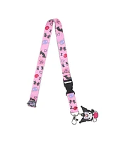 Kuromi Cherries & Cookies 22-Inch Lanyard With Kuromi Charm and Clear Id Sleeve