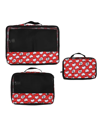Hello Kitty All-Over Character Print 3-Piece Red Packing Cube Set