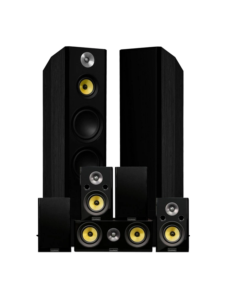 Fluance Signature HiFi Surround Sound Home Theater 7.0 Channel Speaker System including 3-Way Floorstanding Towers, Center Channel, and Rear