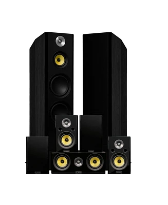 Fluance Signature HiFi Surround Sound Home Theater 7.0 Channel Speaker System including 3-Way Floorstanding Towers, Center Channel, and Rear