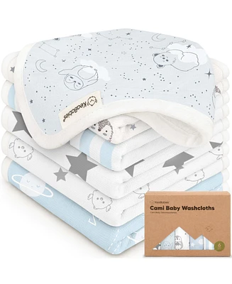 KeaBabies 6-Pack Cami Baby Washcloths for Newborn, Cotton Face Wash Cloths Babies, Soft & Absorbent Bath Towels