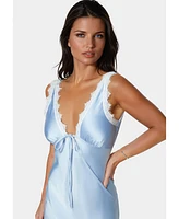 Bebe Women's Lace Detail Satin Slip Dress