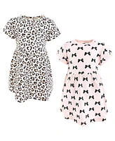 Hudson Baby Girls Cotton Dresses, Bow Heart Leopard