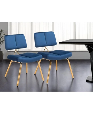 Velvet Upholstered Open Back Dining Side Chairs Set of 2 for Elegant Dining
