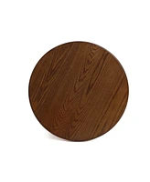 LuxenHome 15.75-Inch Round Wood Side Table with Walnut Finish