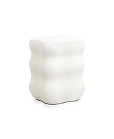 LuxenHome White MgO Modern Curves Square 18.5-Inch Tall Side Table, Indoor and Outdoor