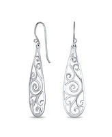Bling Jewelry Balinese Dangle Earrings with Filigree Swirl in Sterling Silver