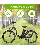 350W Adult Electric Bike with Removable Battery, 26" Wheels, Carbon Steel Frame, 3 Ride Modes & Led Headlights