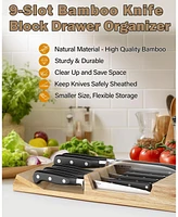 Cook N Home 9-Slot Kitchen Knife Cutlery Holder In-Drawer Knife Block Organizer, Wood