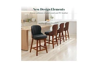 Dyhome Counter Height Bar Stools Set of 3, Swivel Pu Leather with Bentwood Backs, 26 Inch Seat Height, for Kitchen Island
