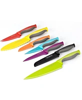 Cook N Home 7-Piece with 7 -Sheaths Color Coated Carbon Stainless Steel Knife Set