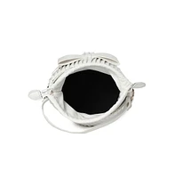 Women's Gathered White Bucket Bag