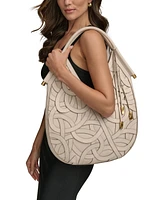 Donna Karan New York Baldwin Woven Leather Floral Shoulder Bag