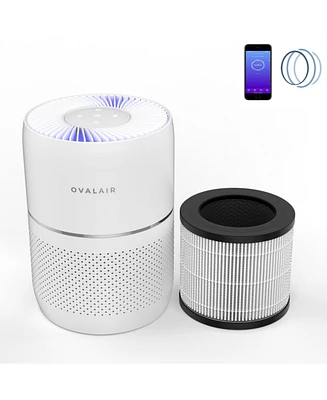 Oval Air 3-Stage H13 Smart True Hepa Desk Air Purifier for Rooms up to 150 sq. ft. reduces Allergies, Asthma, Pets, Odor, Smoke, White