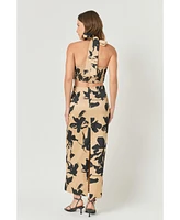 endless rose Women's Halter Ring Printed Maxi Dress