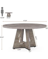 47-Inch Modern Office Desk, Round Home Desk for 4–6 People, Wood Tabletop & Sturdy Base