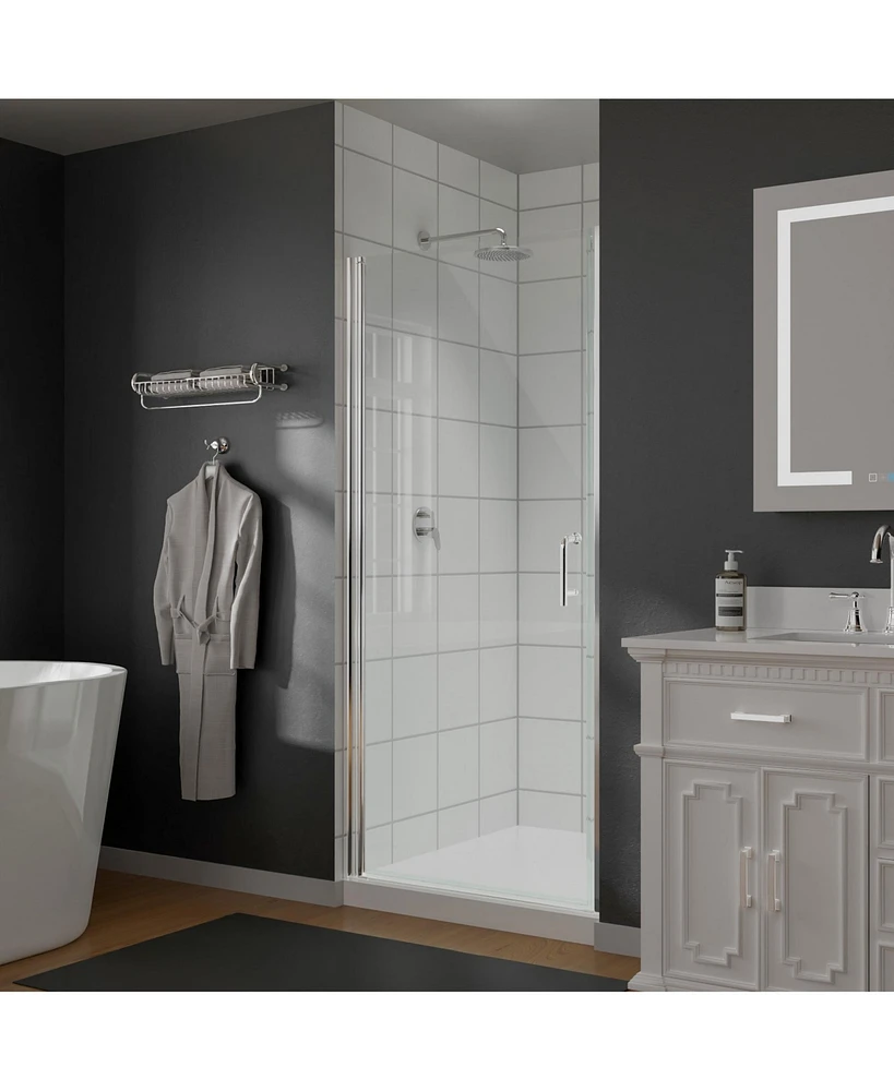 Zachvo Pivot Frameless Shower Door with Clear Glass