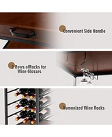 3 Tiers Storage Bar Serving Cart with Wine Rack