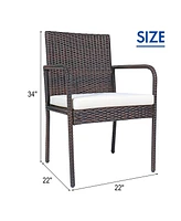 4 Pcs Outdoor Patio Rattan Dining Chairs Cushioned Sofa