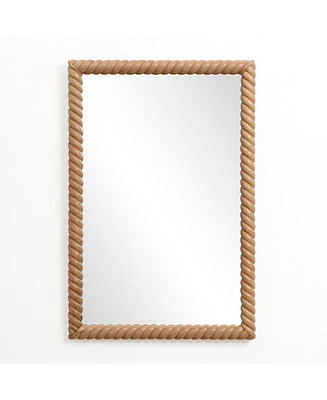 LuxenHome Beech Wood Frame Rectangle 35.4-Inch Tall Wall Mirror, Accent and Vanity