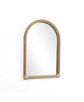 LuxenHome Bamboo Frame Arch Rectangle Accent Wall and Vanity Wall Mirror