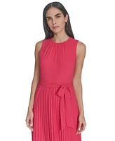 Jessica Howard Women's Chiffon Tie-Waist Pleated Midi Dress