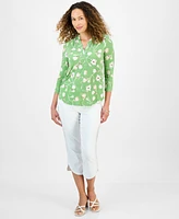 Jm Collection Petite Jackie Floral-Print Top, Exclusively at Macy's