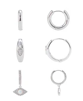 Unwritten Cubic Zirconia and Opal Evil Eye Hoop Trio Earring Set