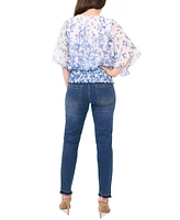 Sam & Jess Women's Floral-Print Smocked Top