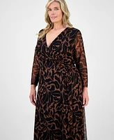 Connected Plus Printed Surplice Side-Tie Dress