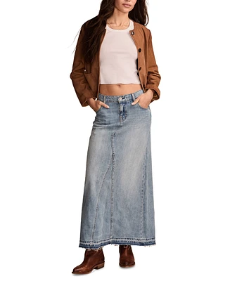 Lucky Brand Women's Zipper Denim Maxi Skirt
