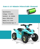 6V Kids Electric Atv 4 Wheels Ride-On Toy