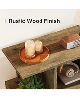 Tribesigns 2-Tier End Table, Rustic Sofa Side Table with Storage Shelf for Living Room, Farmhouse Bedside Nightstand for Bedroom
