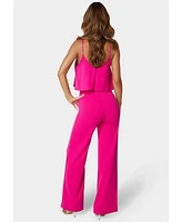 Bebe Women's Ruffle Wide Leg Jumpsuit