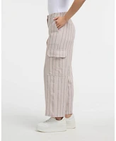 Ellen Tracy Women's Linen Cargo Wide Leg Pant