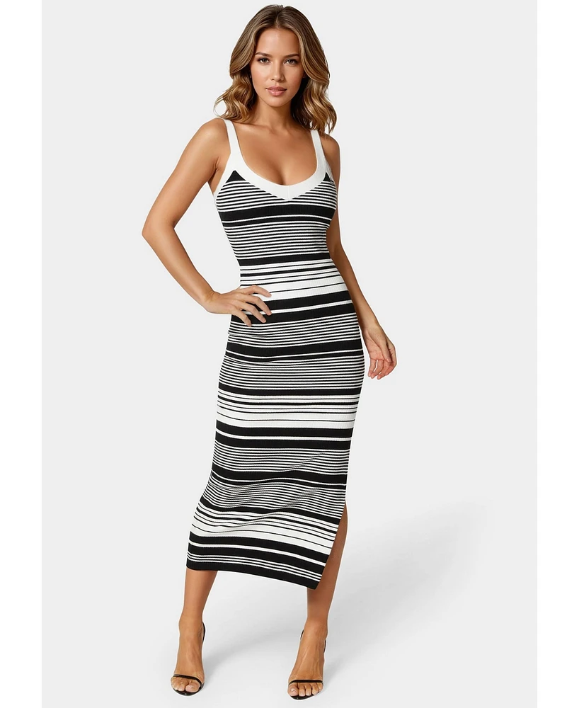 Bebe Women's Striped Sweater Midi Dress