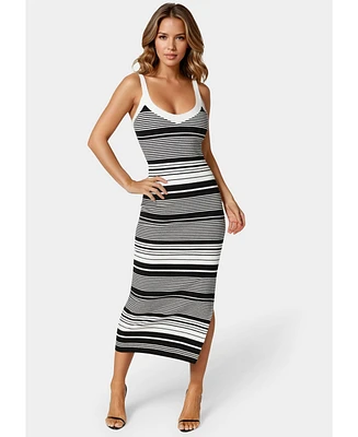 Bebe Women's Striped Sweater Midi Dress