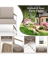 2 Pcs Patio Sofa Set with Thick Cushions Modern Bistro Set for Poolside