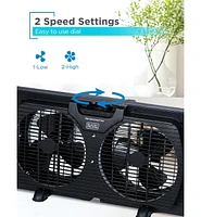 Black+Decker 9" Dual Window Fan for Window Screen with 2 Speed Settings, Twin Window Fan, Black