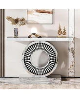 Tribesigns 43-Inch Silver Console Table, Entryway Table with Mirror Finish for Entrance, Living Room, Hallway