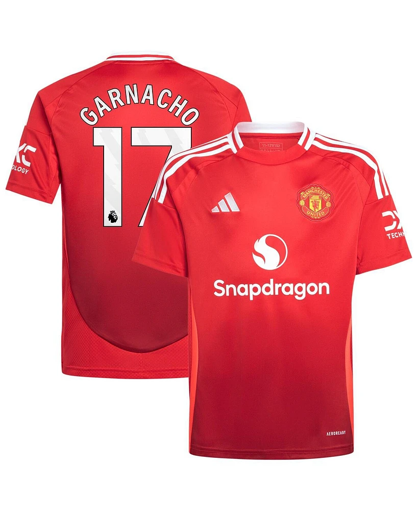 Adidas Big Boys and Girls Alejandro Garnacho Red Manchester United 2024/25 Home Replica Player Jersey