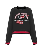 Pro Standard Women's Black Carolina Hurricanes Area Code Cropped Pullover Sweatshirt