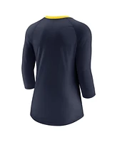 Jordan Women's Navy Michigan Wolverines Tri-Blend Raglan 3/4 Sleeve Top
